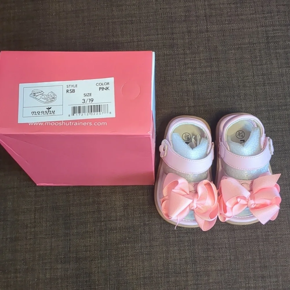 mooshu TRAINERS Baby Girl Pink Bow Sandals